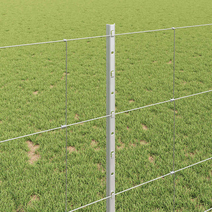 Zaun mit Pfosten Silber 1 x 50 m Stahl