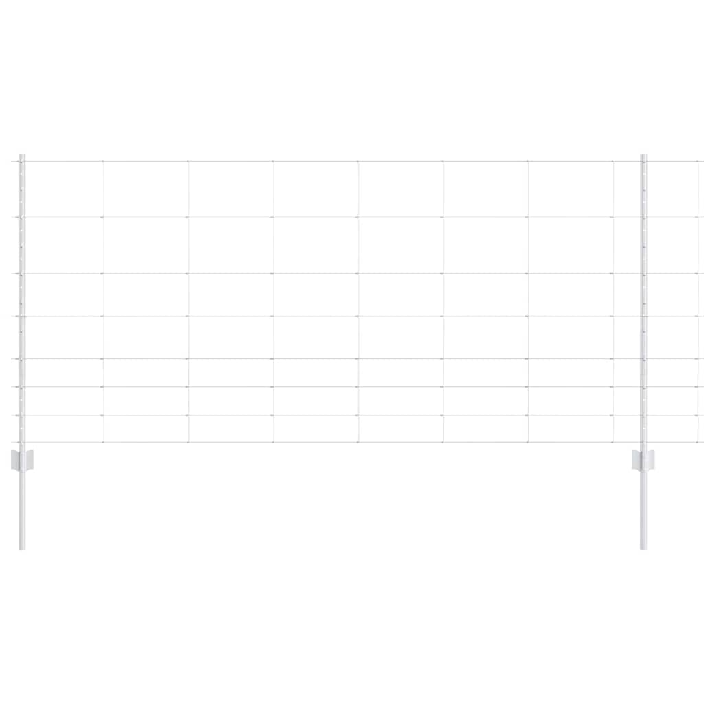 Zaun mit Pfosten Silber 1 x 50 m Stahl