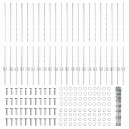 Zaun mit Pfosten Silber 1 x 50 m Stahl