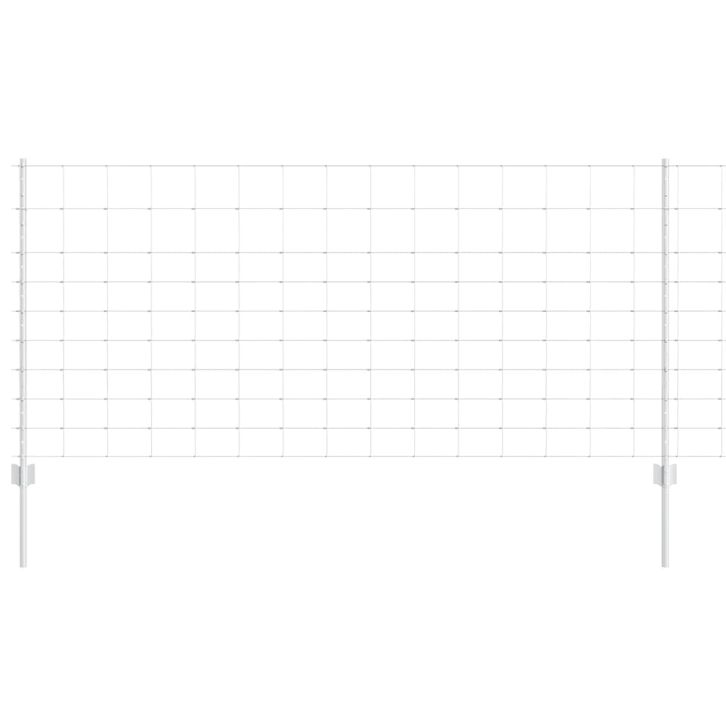 Zaun mit Pfosten Silber 1 x 50 m Stahl