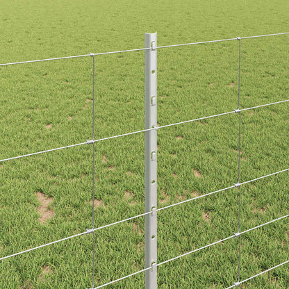 Zaun mit Pfosten Silber 1 x 50 m Stahl