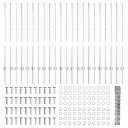 Zaun mit Pfosten Silber 1 x 50 m Stahl