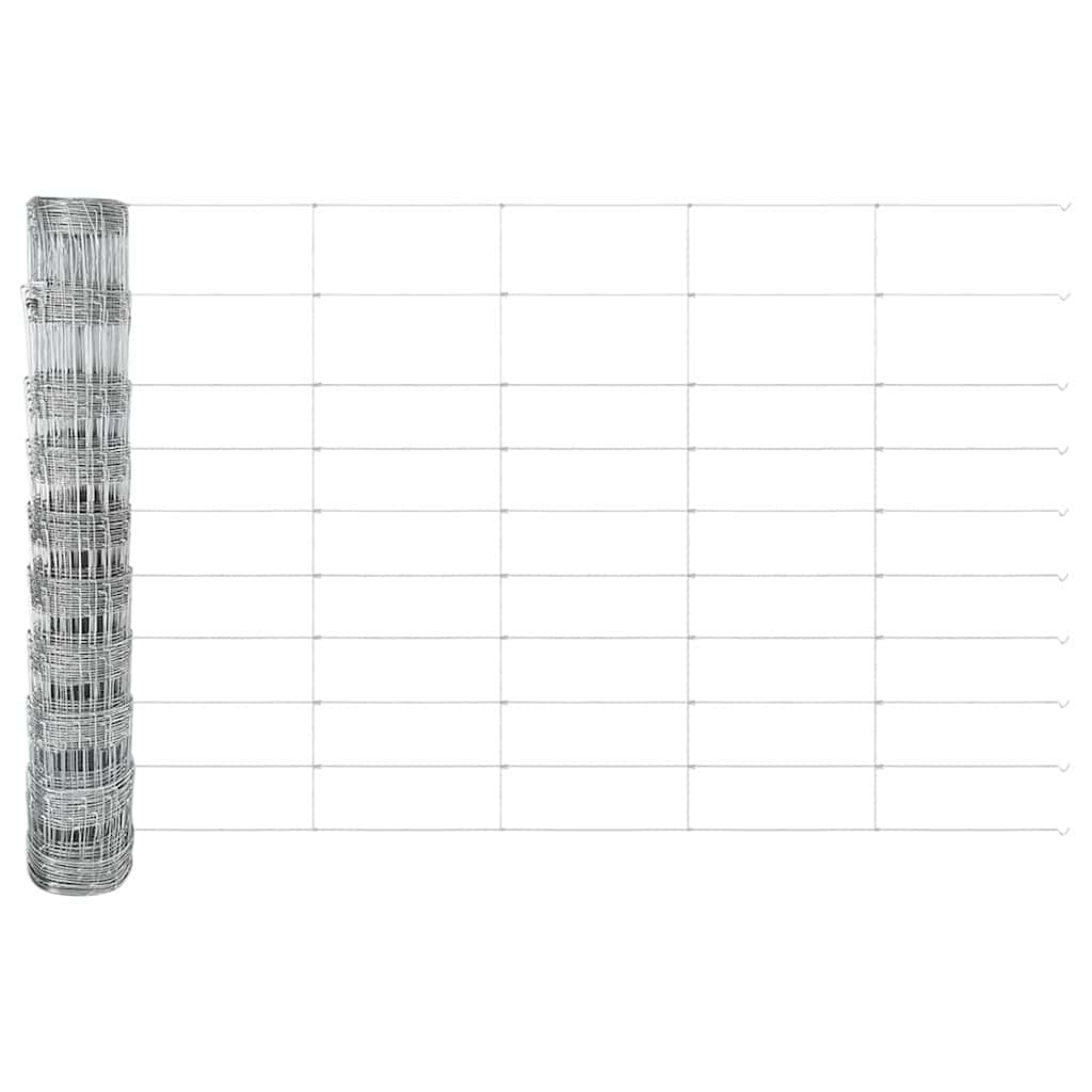 Zaun mit Pfosten Silber 1 x 50 m Stahl