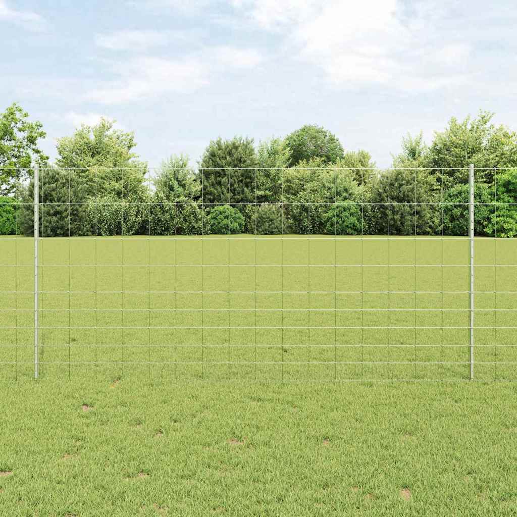 vidaXL Zaun mit Pfosten Silber 1,2 x 50 m Stahl