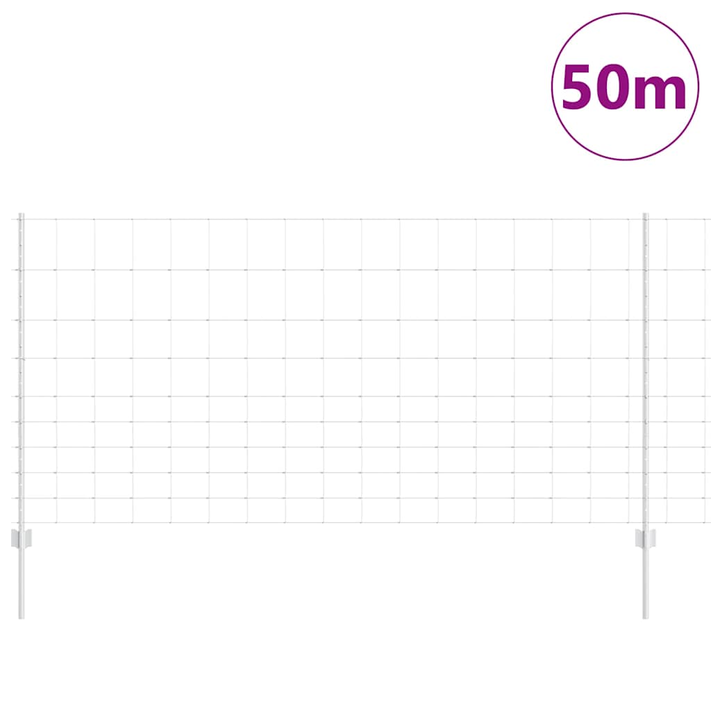 vidaXL Zaun mit Pfosten Silber 1,2 x 50 m Stahl