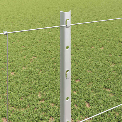 Zaun mit Pfosten Silber 1,2 x 50 m Stahl