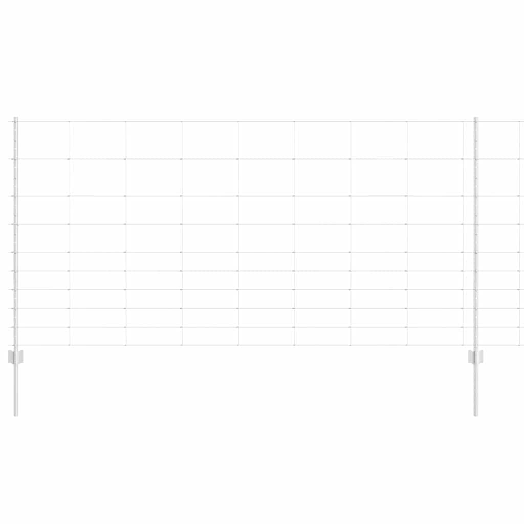 Zaun mit Pfosten Silber 1,2 x 50 m Stahl