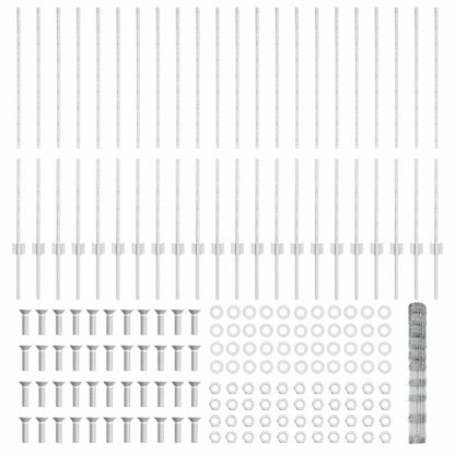 Zaun mit Pfosten Silber 1,2 x 50 m Stahl