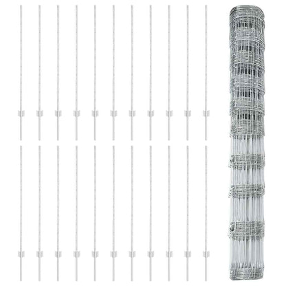 Zaun mit Pfosten Silber 1,2 x 50 m Stahl