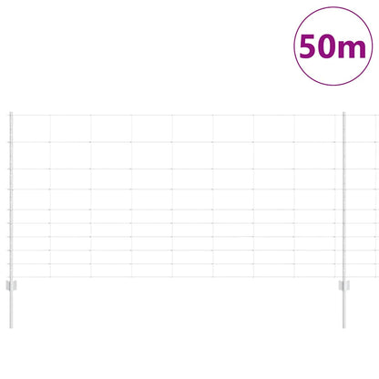 Zaun mit Pfosten Silber 1,2 x 50 m Stahl