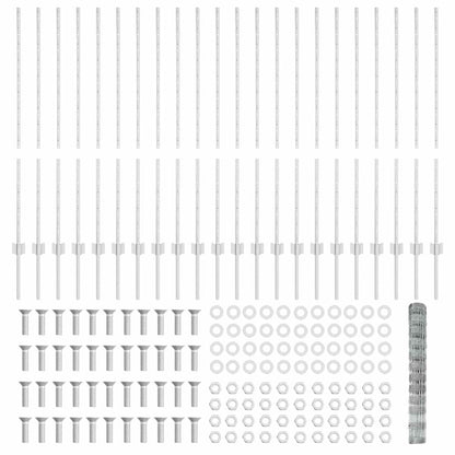 Zaun mit Pfosten Silber 1,2 x 50 m Stahl