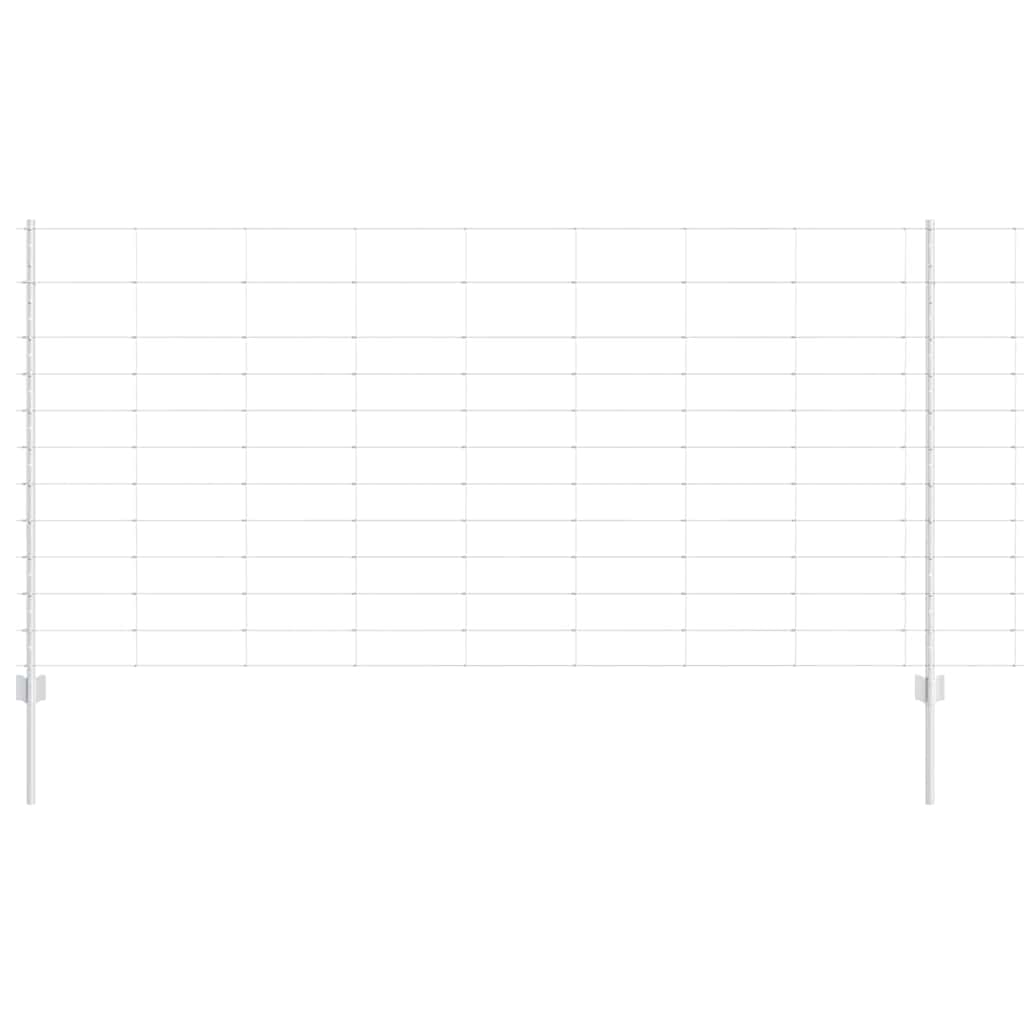 Zaun mit Pfosten Silber 1,2 x 50 m Stahl