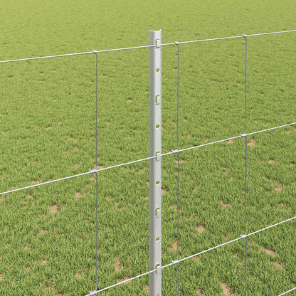 Zaun mit Pfosten Silber 1,4 x 50 m Stahl