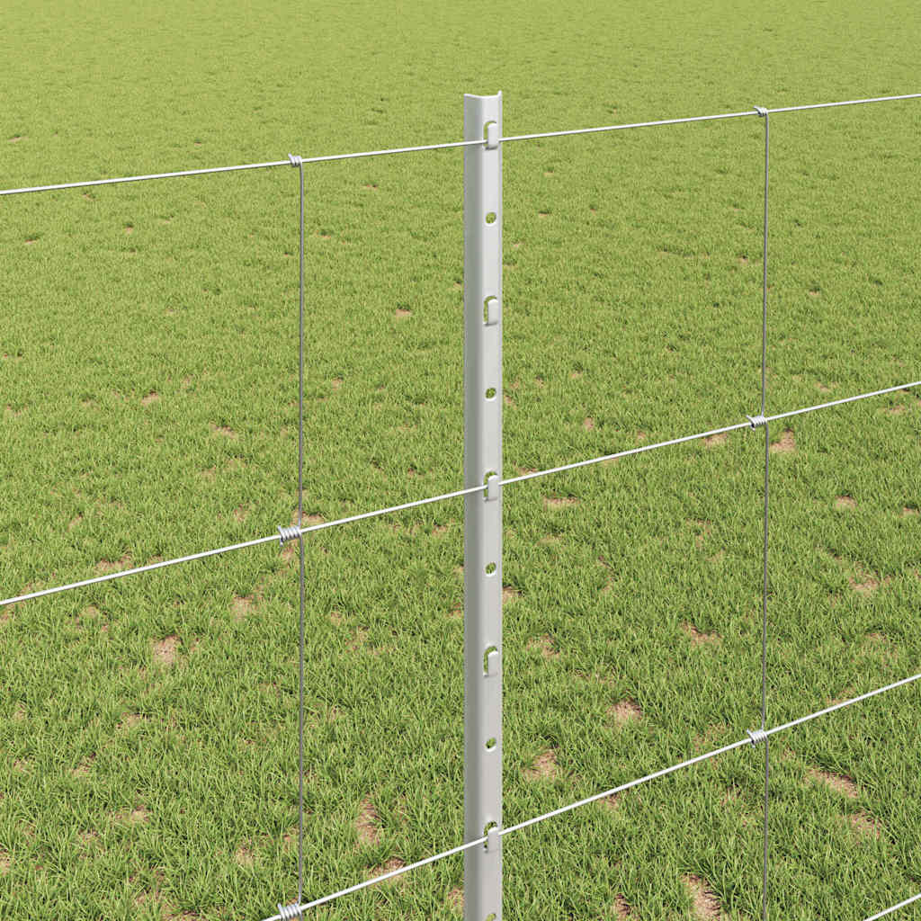 vidaXL Zaun mit Pfosten Silber 1,4 x 50 m Stahl