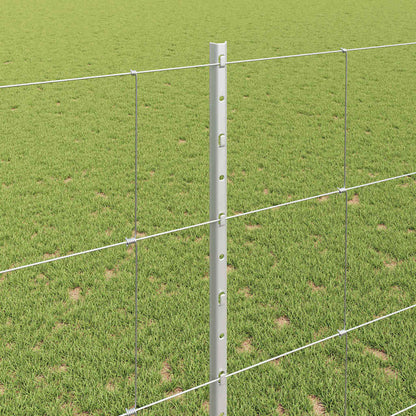 vidaXL Zaun mit Pfosten Silber 1,4 x 50 m Stahl