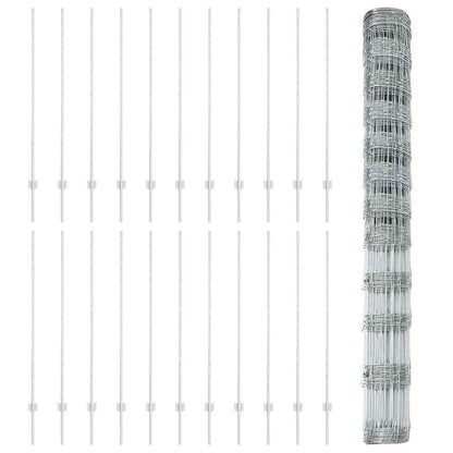 vidaXL Zaun mit Pfosten Silber 1,4 x 50 m Stahl