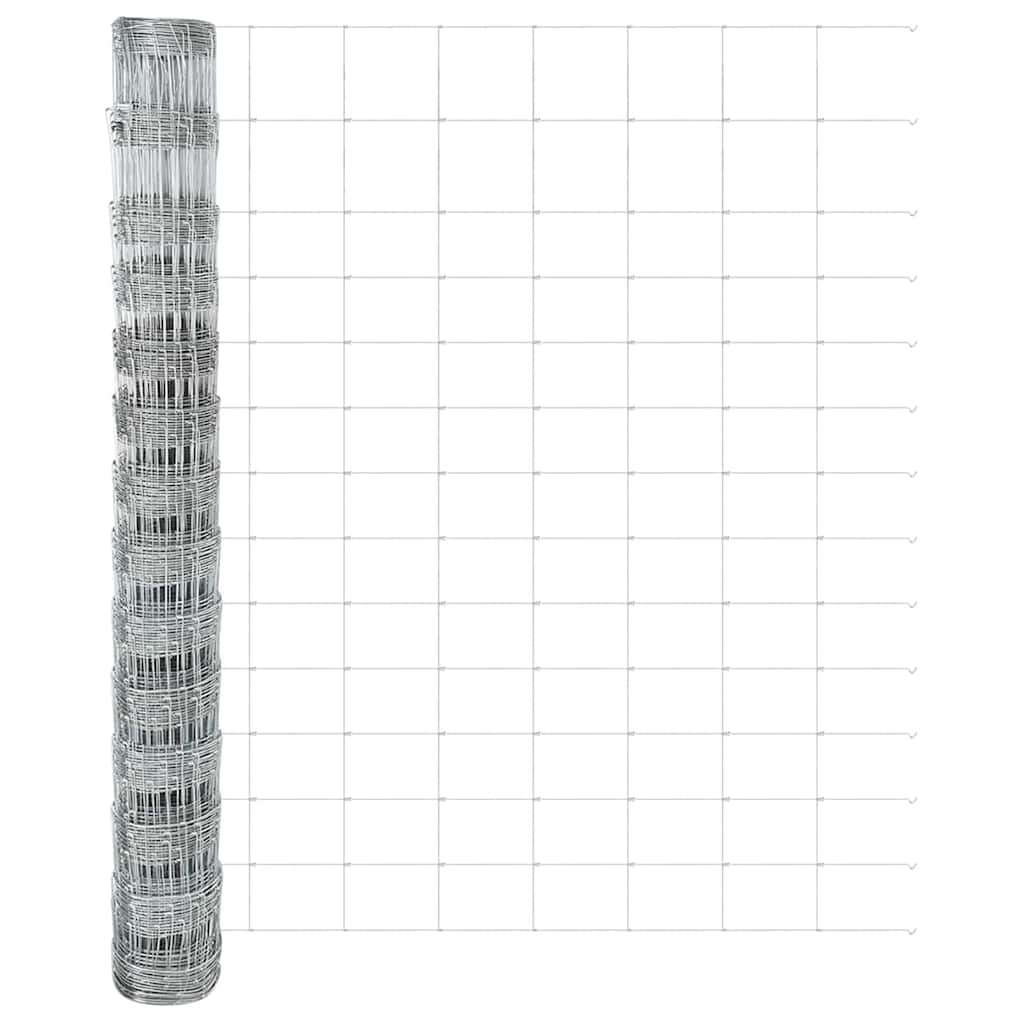 Zaun mit Pfosten Silber 1,4 x 50 m Stahl