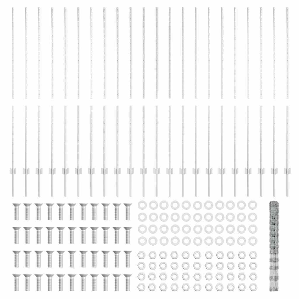 Zaun mit Pfosten Silber 1,5 x 50 m Stahl