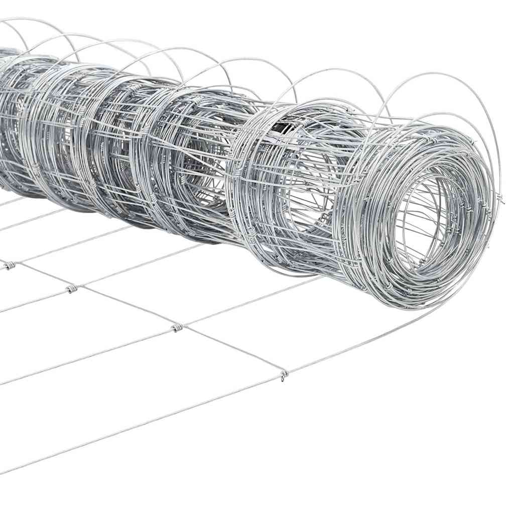 vidaXL Zaun mit Pfosten Silber 1,6 x 50 m Stahl