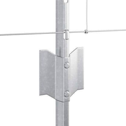 Zaun mit Pfosten Silber 0,8 x 100 m Stahl