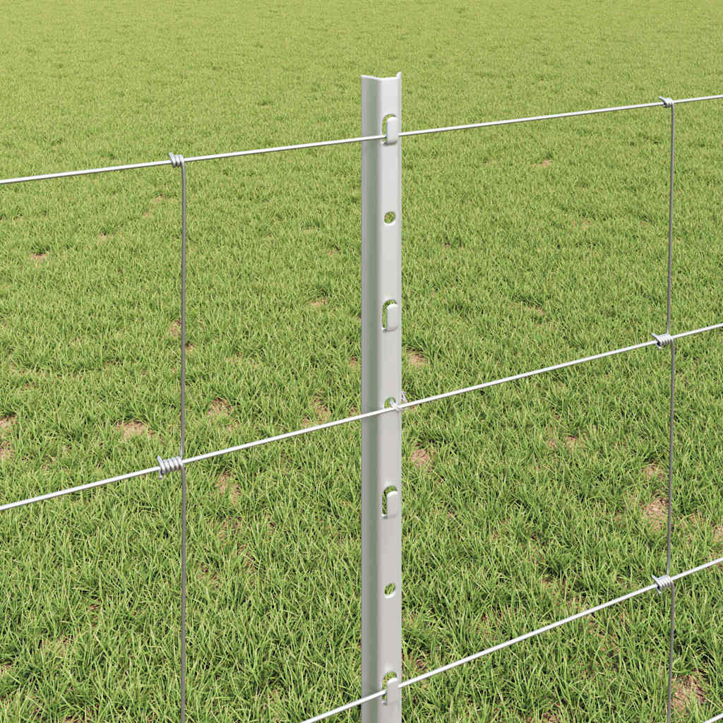 vidaXL Zaun mit Pfosten Silber 0,8 x 100 m Stahl