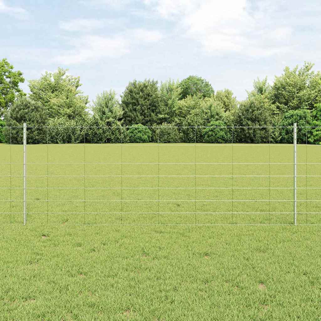 vidaXL Zaun mit Pfosten Silber 0,8 x 100 m Stahl