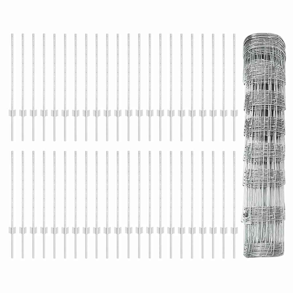vidaXL Zaun mit Pfosten Silber 0,8 x 100 m Stahl