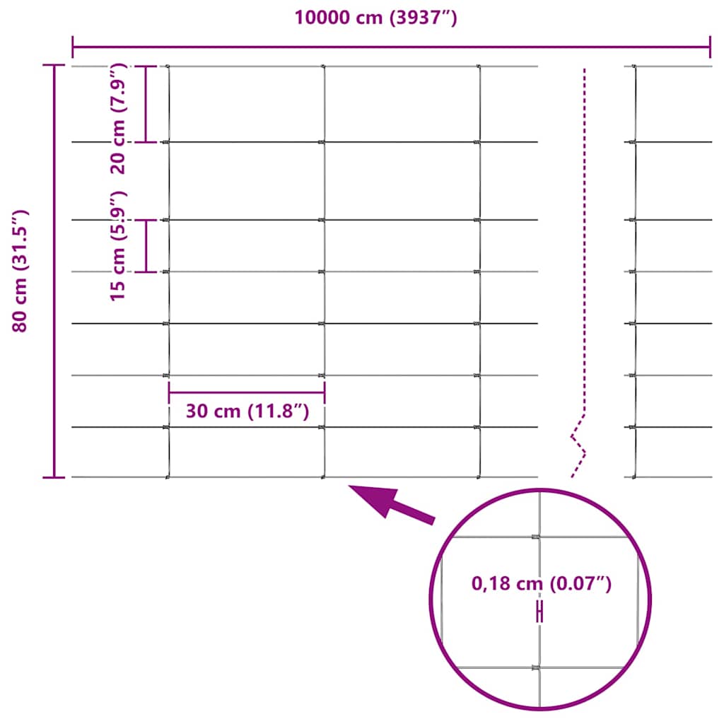 vidaXL Zaun mit Pfosten Silber 0,8 x 100 m Stahl