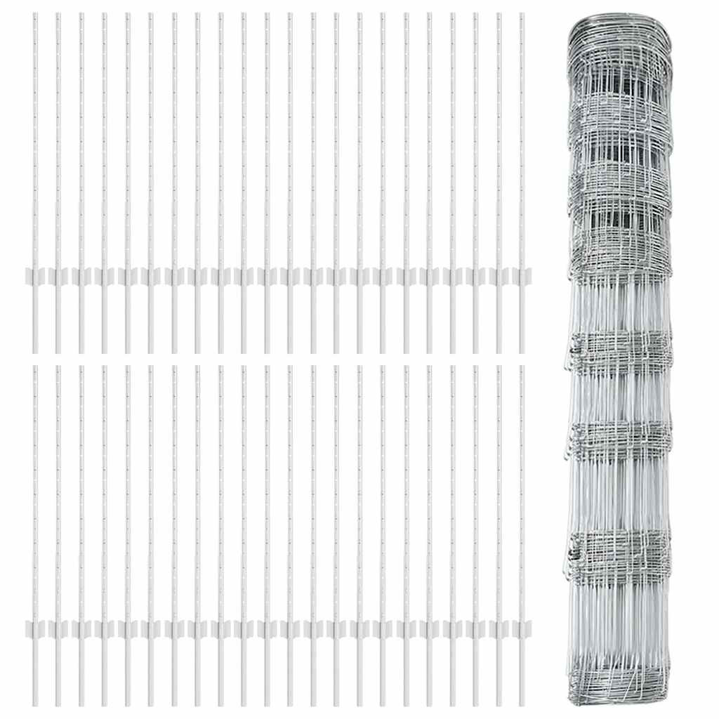 vidaXL Zaun mit Pfosten Silber 1 x 100 m