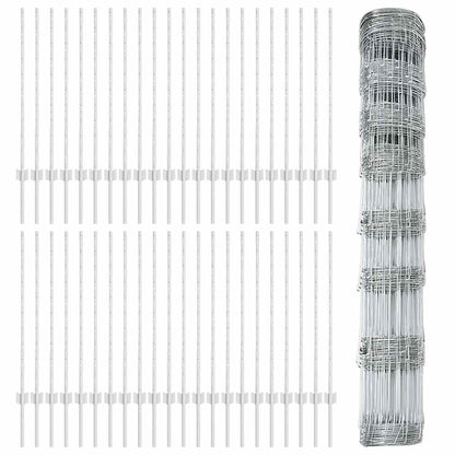vidaXL Zaun mit Pfosten Silber 1 x 100 m
