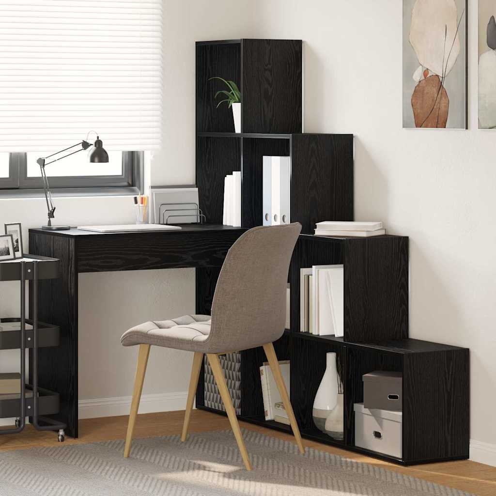 vidaXL Bureau d'angle Noir aspect chêne 101,5 x 149,5 x 149,5 cm