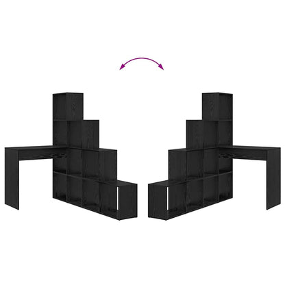 vidaXL Bureau d'angle Noir aspect chêne 101,5 x 149,5 x 149,5 cm