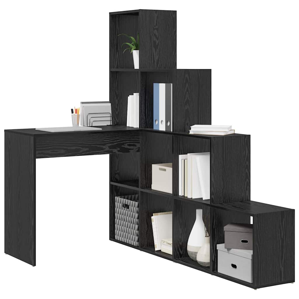 vidaXL Bureau d'angle Noir aspect chêne 101,5 x 149,5 x 149,5 cm