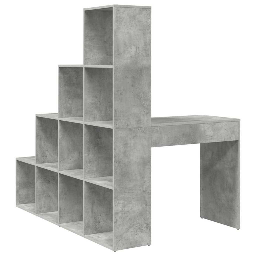 vidaXL Bureau d'angle avec étagère Gris béton 101,5 x 149,5 x 149,5 cm