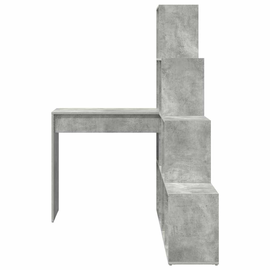 vidaXL Bureau d'angle avec étagère Gris béton 101,5 x 149,5 x 149,5 cm