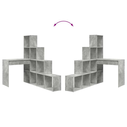 vidaXL Bureau d'angle avec étagère Gris béton 101,5 x 149,5 x 149,5 cm