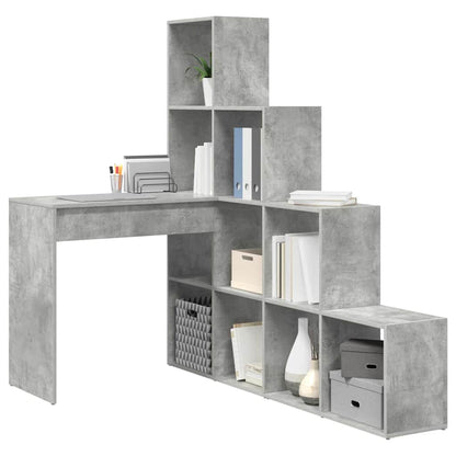 vidaXL Bureau d'angle avec étagère Gris béton 101,5 x 149,5 x 149,5 cm