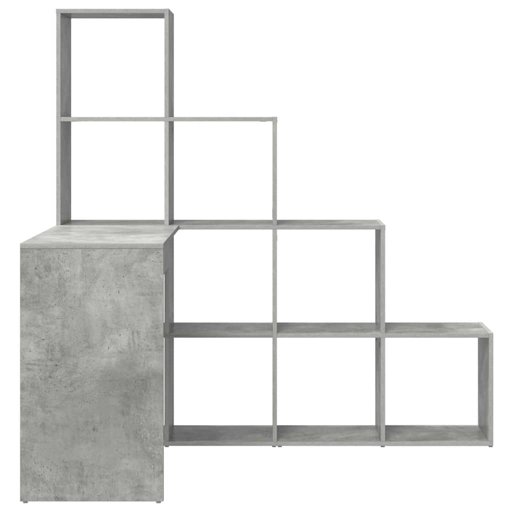 vidaXL Bureau d'angle avec étagère Gris béton 101,5 x 149,5 x 149,5 cm