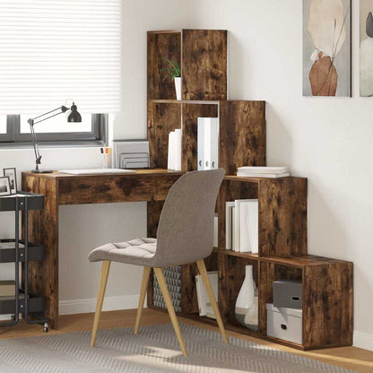 vidaXL Bureau d'angle Chêne fumé 101,5 x 149,5 x 149,5 cm
