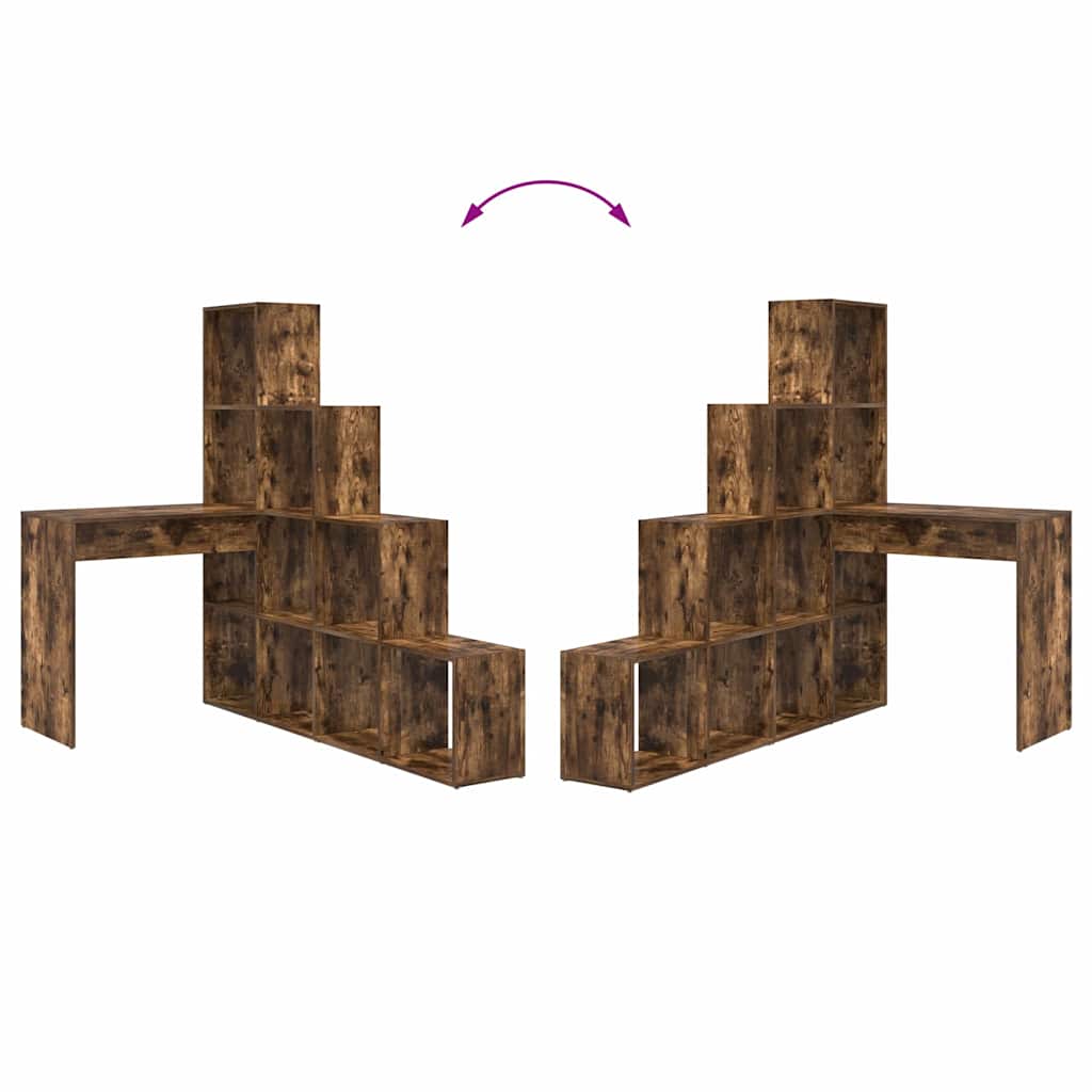 vidaXL Bureau d'angle Chêne fumé 101,5 x 149,5 x 149,5 cm