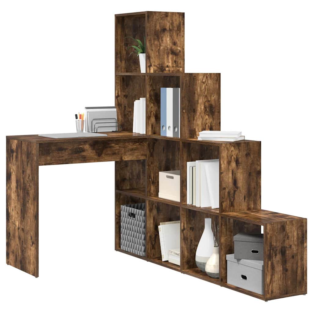 vidaXL Bureau d'angle Chêne fumé 101,5 x 149,5 x 149,5 cm