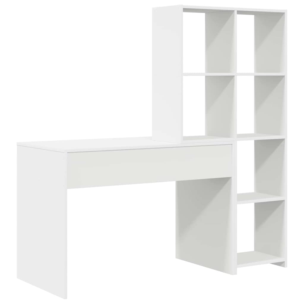 vidaXL Schreibtisch mit Regal Weiß 138,5 x 55 x 143 cm Holzwerkstoff
