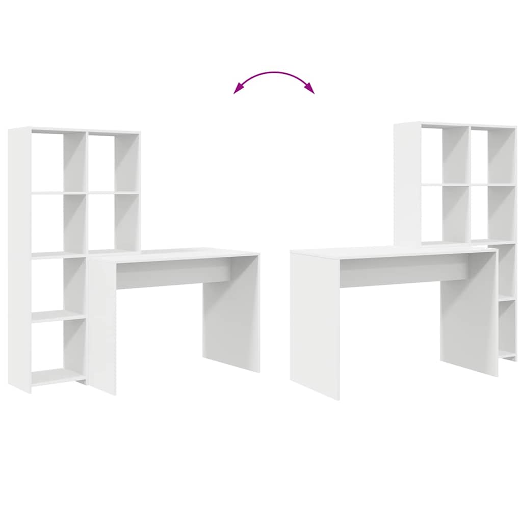 vidaXL Schreibtisch mit Regal Weiß 138,5 x 55 x 143 cm Holzwerkstoff