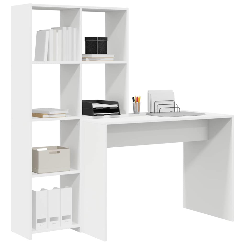 vidaXL Schreibtisch mit Regal Weiß 138,5 x 55 x 143 cm Holzwerkstoff