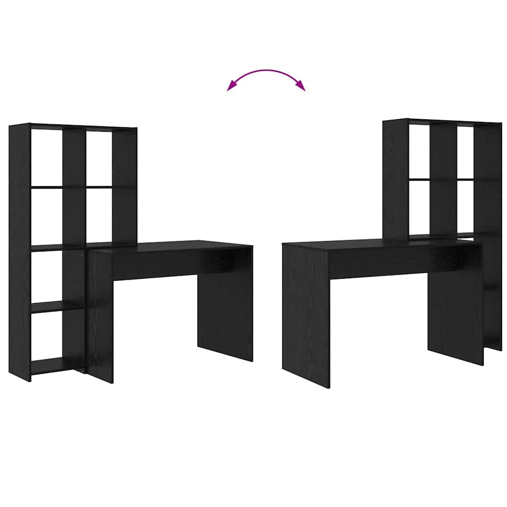 Schreibtisch mit Regal Schwarz Eichen-Optik 138,5 x 55 x 143 cm