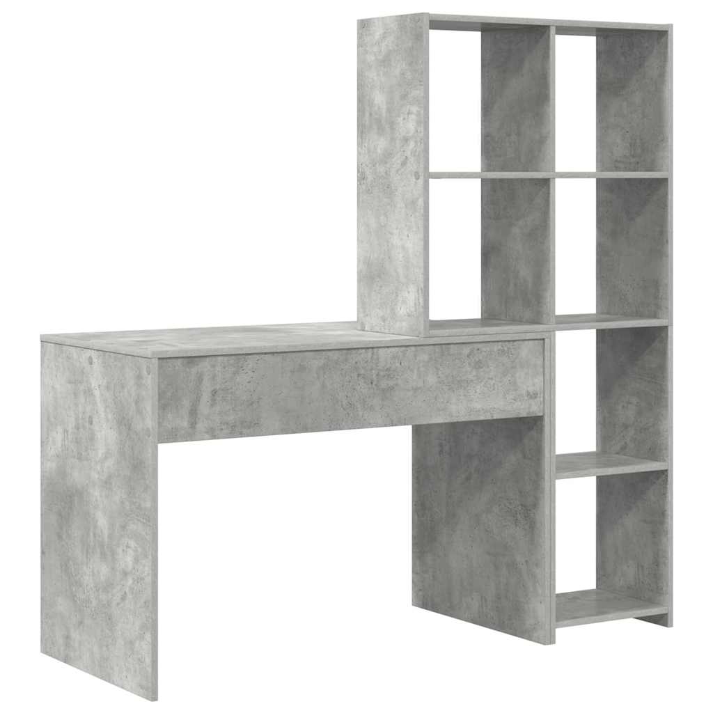 vidaXL Schreibtisch Beton Grau 138,5 x 55 x 143 cm Holzwerkstoff