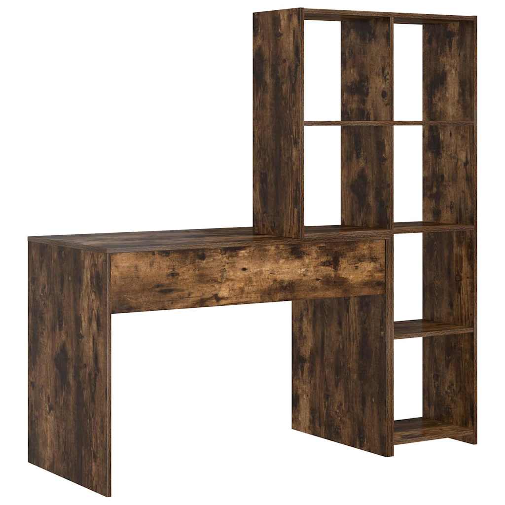 vidaXL Schreibtisch mit Regal Geräucherte Eiche 138,5 x 55 x 143 cm
