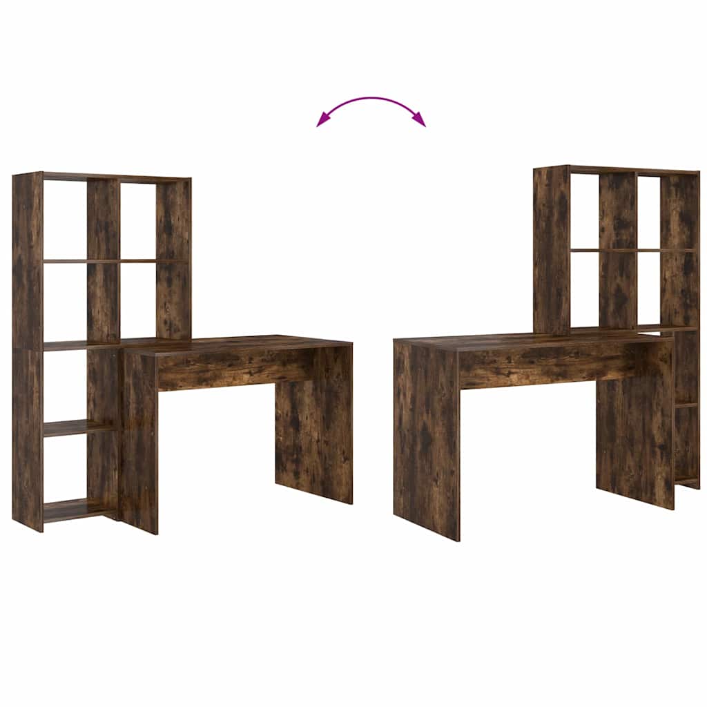 vidaXL Schreibtisch mit Regal Geräucherte Eiche 138,5 x 55 x 143 cm