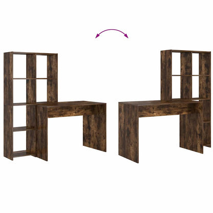 vidaXL Schreibtisch mit Regal Geräucherte Eiche 138,5 x 55 x 143 cm