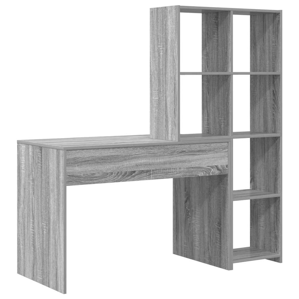 vidaXL Schreibtisch Graues Sonoma 138,5 x 55 x 143 cm Holzwerkstoff
